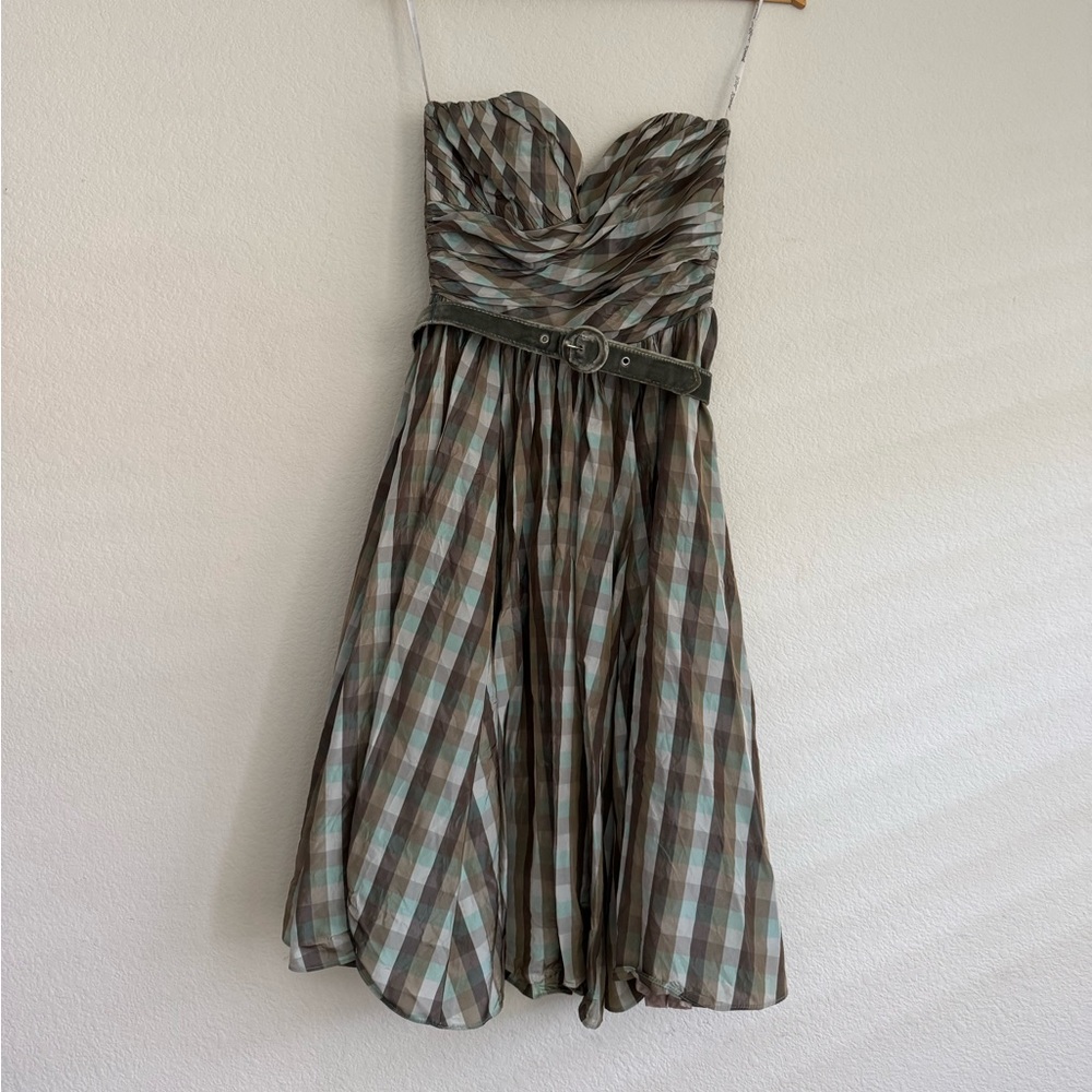 Betsey Johnson Strapless Plaid Dress